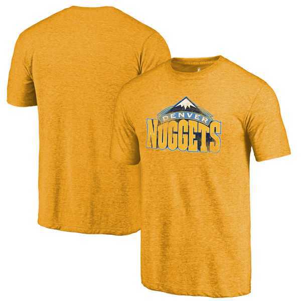 Denver Nuggets Fanatics Branded Gold Distressed Logo Tri Blend T-Shirt